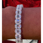 Pulso De Moissanita Baguette 12 Ct Diamante De Lab Plata 925 Plateado 19.05 Cm