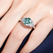 Anillo De Boda De Plata 925 C/moissanita 3 Ct  Esmeralda Lab