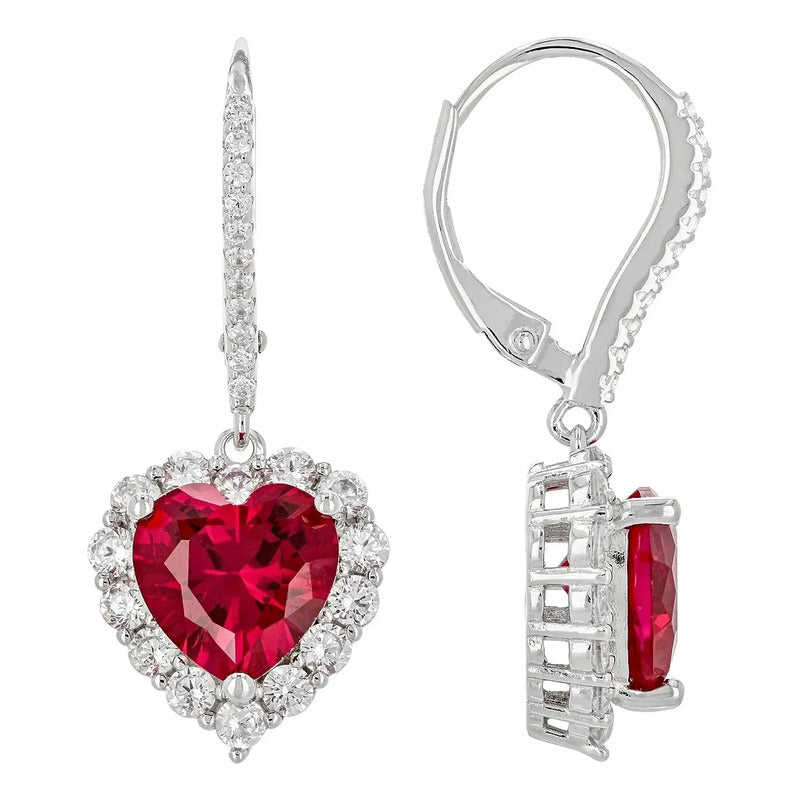 Aretes De Plata Ley 925 Forma De Corazón Zircornia Cubica
