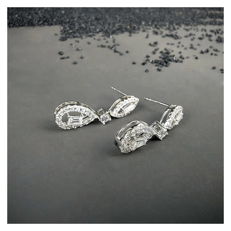 Aretes Moissanita Colgantes Pera Vintage Diseñador Plata 925