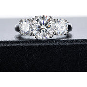 Anillo De Compromiso Moissanite Oro G14k 5ct 3 Piedras Vvs2