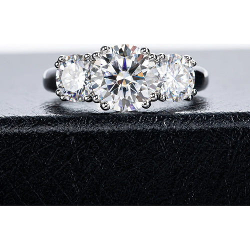 Anillo De Compromiso Moissanite Oro G14k 5ct 3 Piedras Vvs2