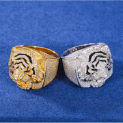 Anillo De Cabeza De León Tigre Moissanite Plata 925 Icebox.