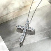 Dije De Cruz Con Moissanitas Para Mujer Plata 925- Rodio Af Plateado
