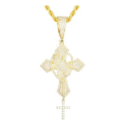 Dije Plata 925 Cruz Con Manos Moissanite Regalo Hombre Papa Dorado