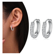 Arracadas Moissanita Para Hombre Y Mujer Plata 925 3 Filas