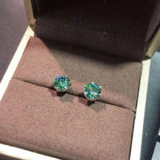 Conjunto De Joyas-moissanita Verde-anillo&pendientes&collar.