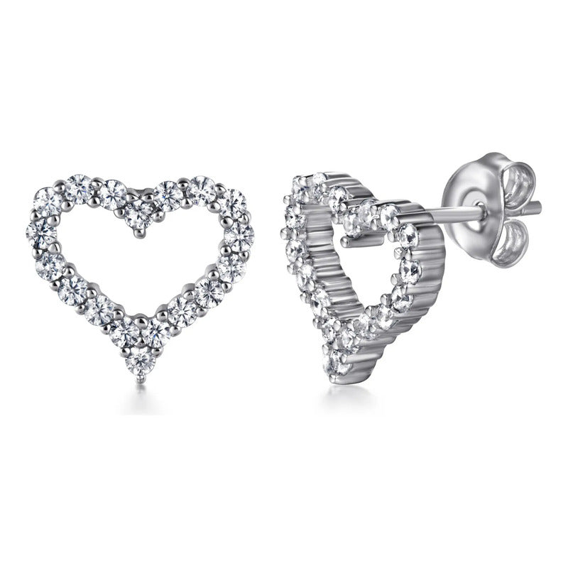 Aretes Corazón Forma Mujer Moissanita 6.5mm 1.5ct Plata 925.