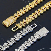 Pulsera De Cruz 10mm Moissanita Lab Plata 925 Ice Box Trap. Plateado 19 Cm 19 Cm