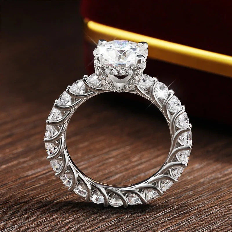 Anillo De Boda 3 Ct Moissanita-c/certificado Plata Italiana