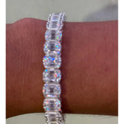 Pulso De Moissanita Baguette 12 Ct Diamante De Lab Plata 925 Plateado 19.05 Cm