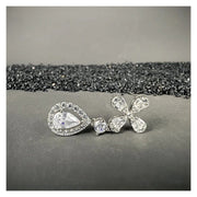 Aretes Moissanita Colgantes Para Mujer Flor Estilo Plata 925