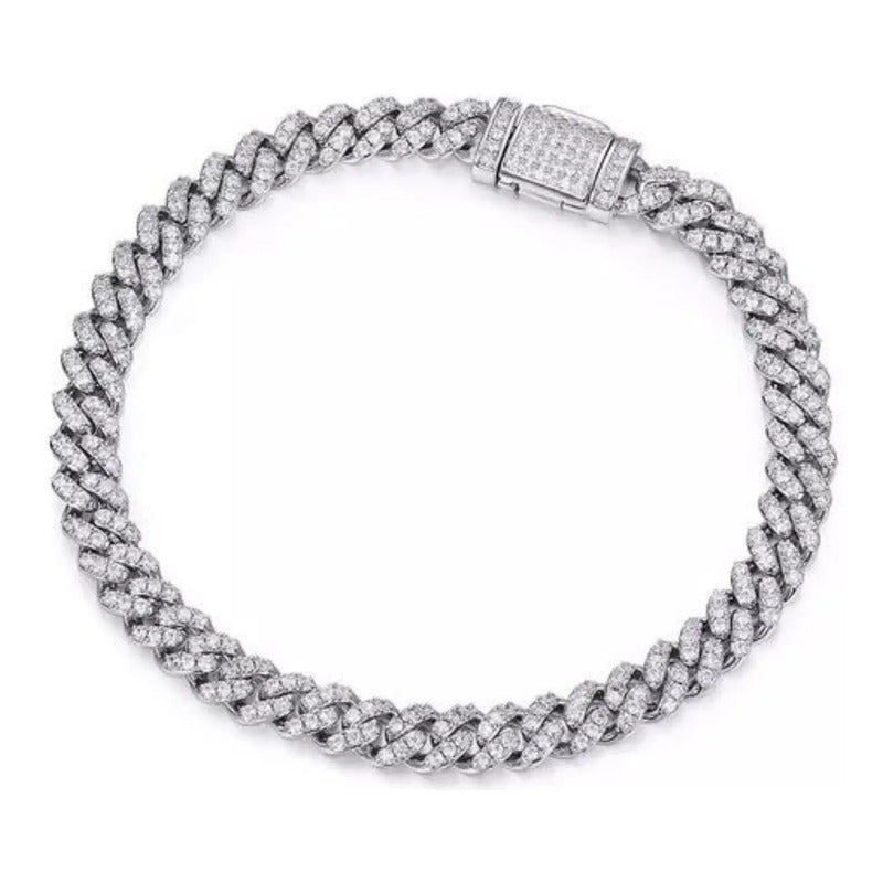 Pulso Cubana Pulsera Plata Esterlina 925 Moissanite Caja Ic