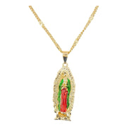 Dije Virgen María De Jesús-virgen De Guadalupe Oro Laminado Verde