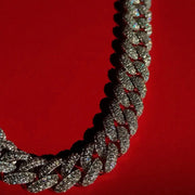 Cadena Cubana Moissanite 30 Tipo Plata 925 3 Filas 10mm 60cm Plateado