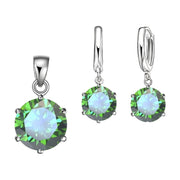 Aretes Collar Plata Ley 925 Forma Redonda Zircornia Cubica