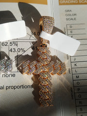 Dije De Cruz Cubana 10mm Plata 925 + Moissanite 4.47 Ct.